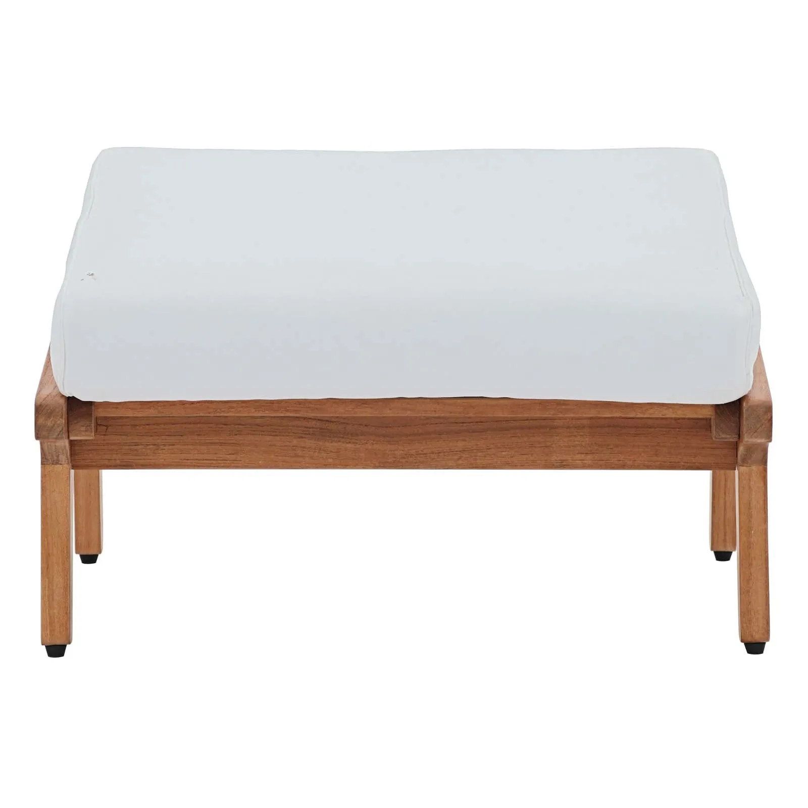 Saratoga Outdoor Patio Teak Ottoman In Natural White