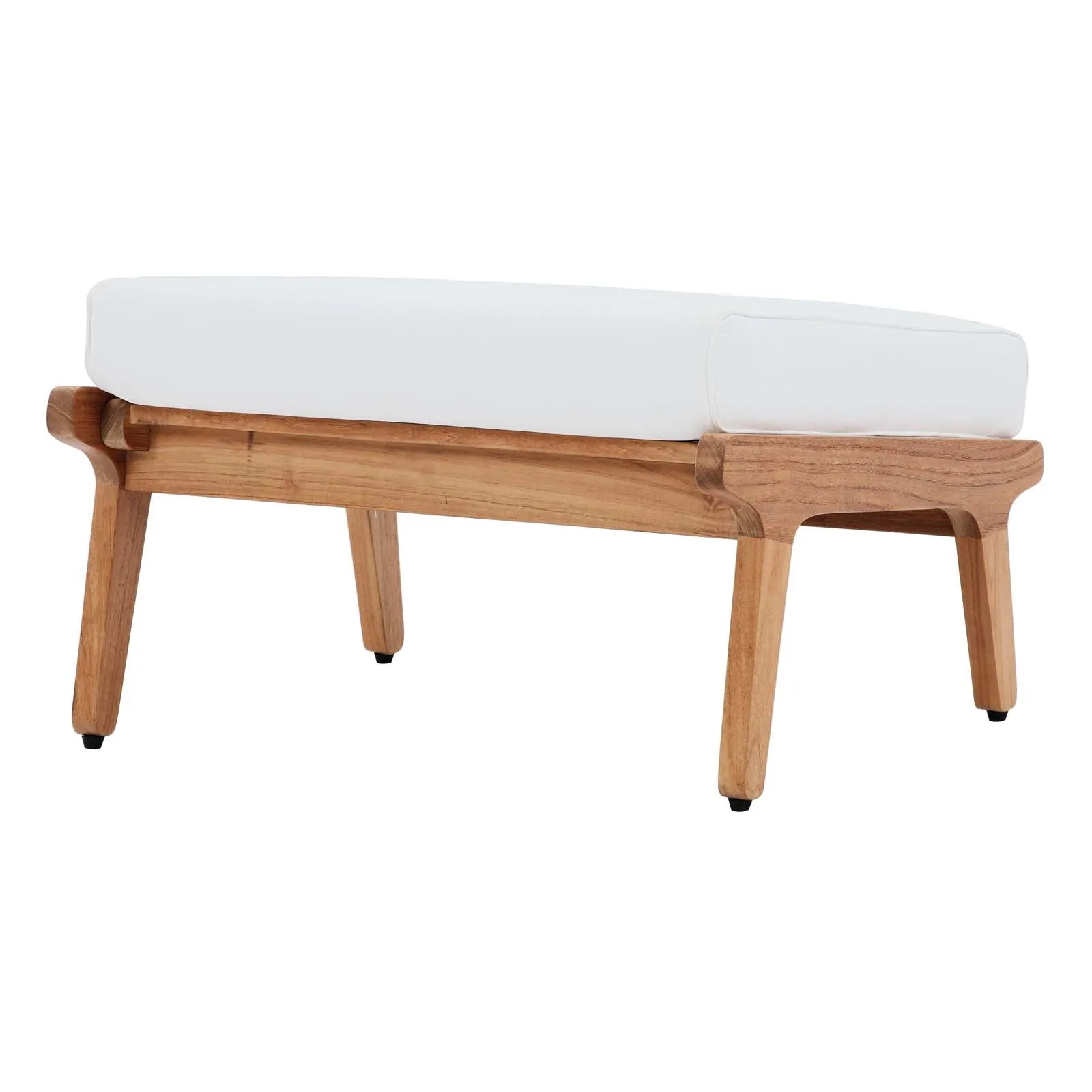Saratoga Outdoor Patio Teak Ottoman In Natural White