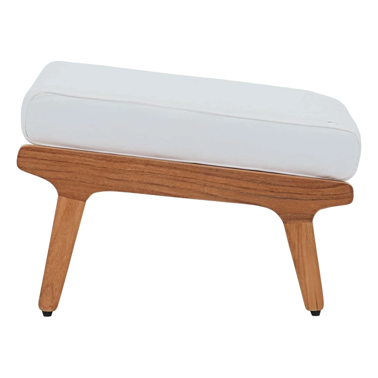 Saratoga Outdoor Patio Teak Ottoman In Natural White