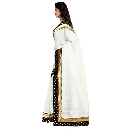 Sarvagny Clothings Self Design Off White Banarasi Silk Fashion Saree
