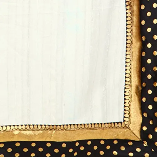 Sarvagny Clothings Self Design Off White Banarasi Silk Fashion Saree