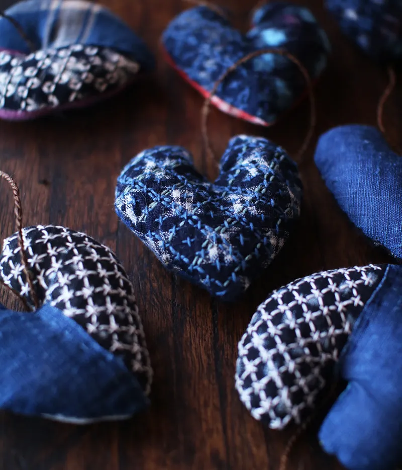 Sashiko Heart Ornament Card (30% Off)