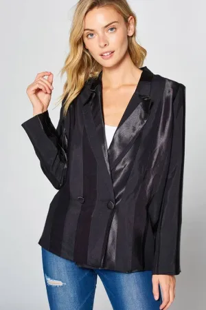 Satin Bold Stripe Oversized Blazer