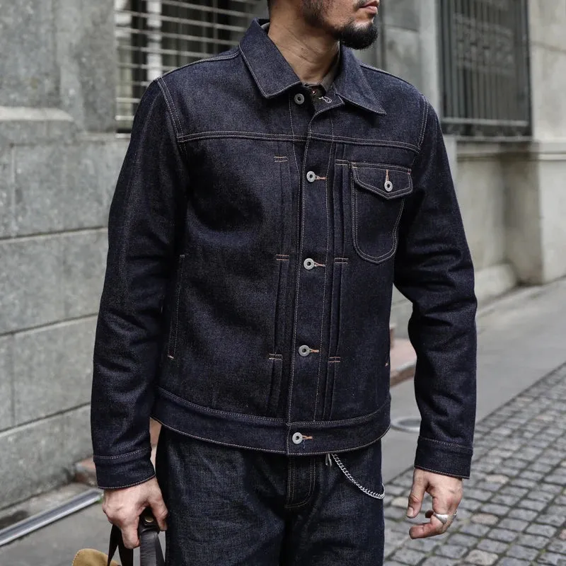 Saucezhan Jeans Jacket Men  Denim Jacket  Jacket Men Jackets Men Motorcycle Work Jacket 18 Oz Selvadge Denim  Pure Cotton
