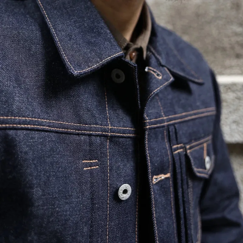 Saucezhan Jeans Jacket Men  Denim Jacket  Jacket Men Jackets Men Motorcycle Work Jacket 18 Oz Selvadge Denim  Pure Cotton