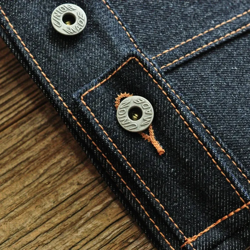 Saucezhan Jeans Jacket Men  Denim Jacket  Jacket Men Jackets Men Motorcycle Work Jacket 18 Oz Selvadge Denim  Pure Cotton