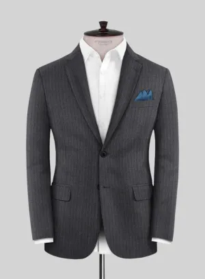 Scabal Tornado Stripes Dark Gray Wool Jacket