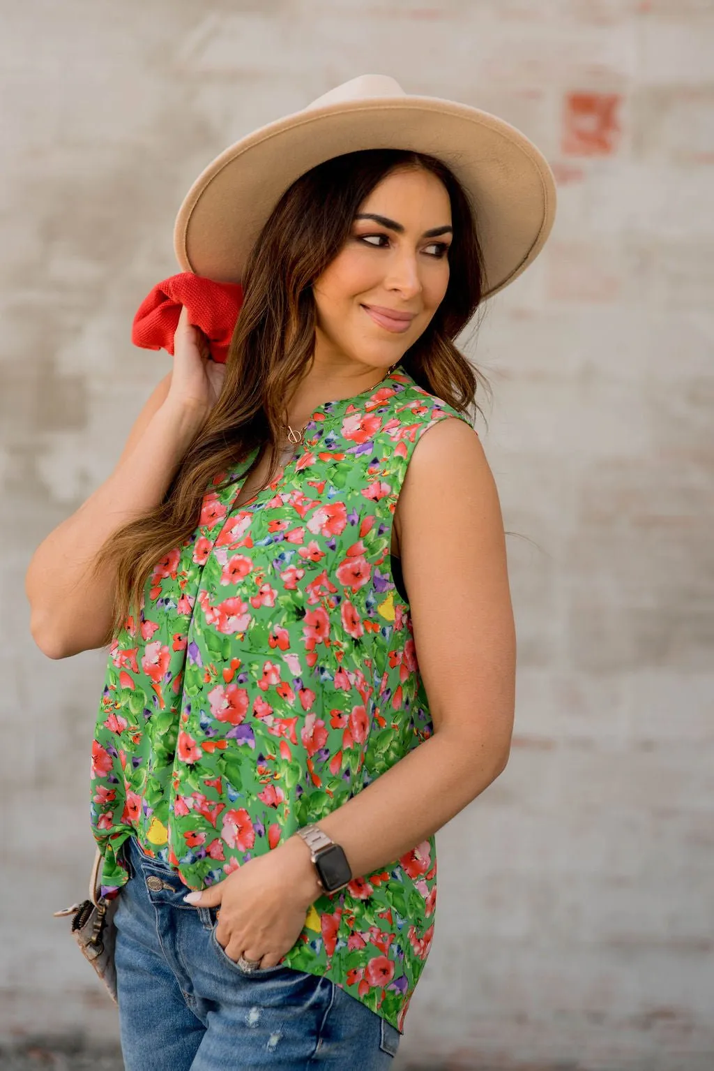 Scattered Flowers V-Neck Tank
