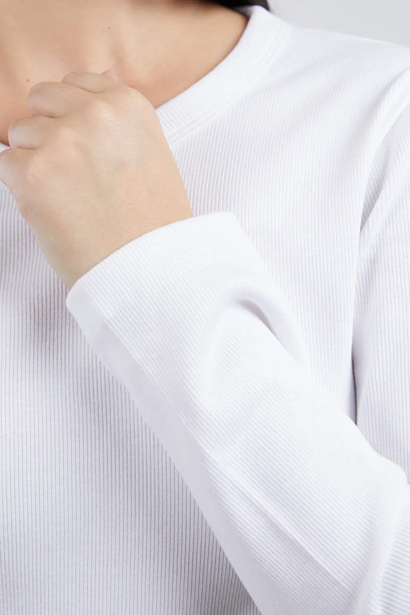 Scoop Long Sleeve Rib White