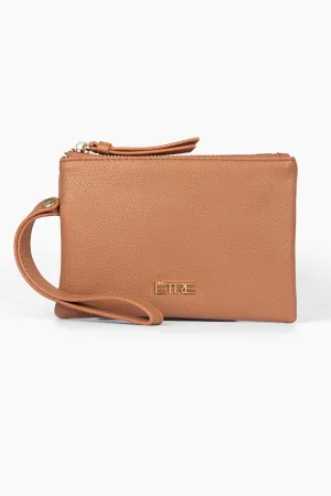 Scout Wristlet Purse - Tan, Pebbled Faux Leather