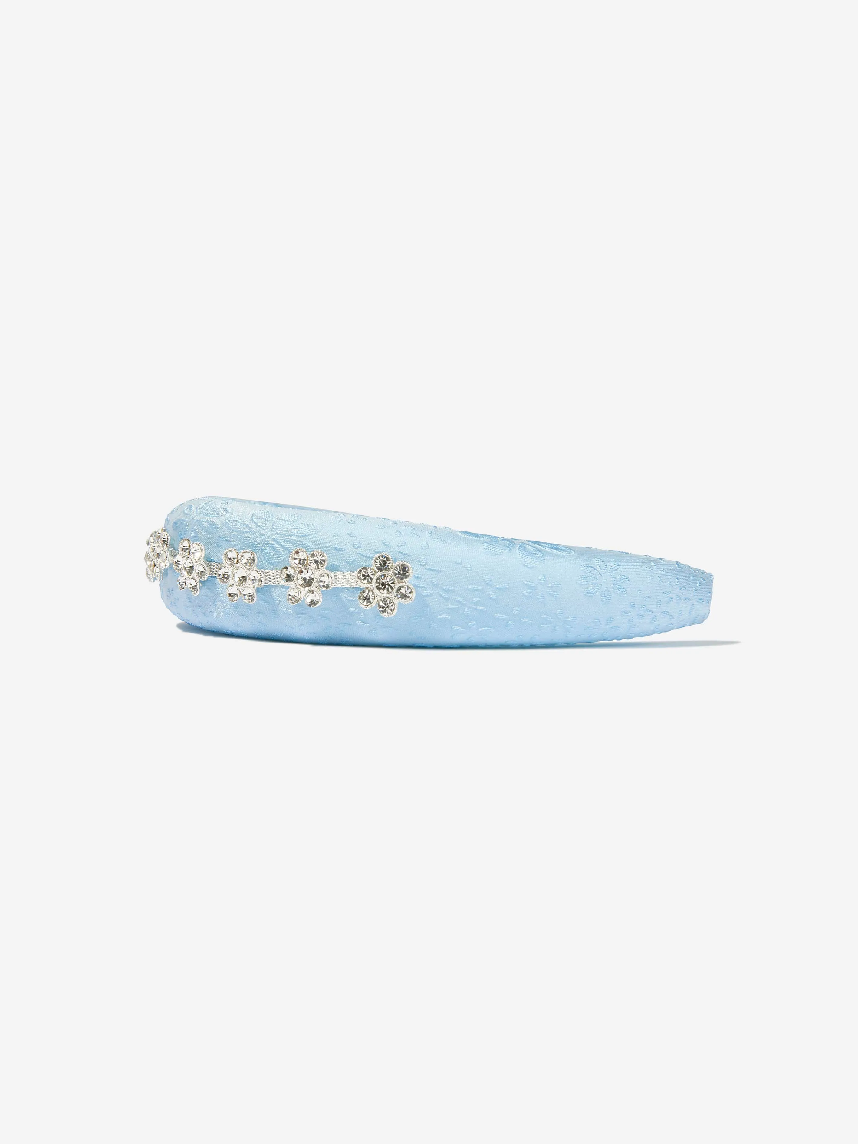 Self Portrait Girls Cotton Diamante Headband in Blue