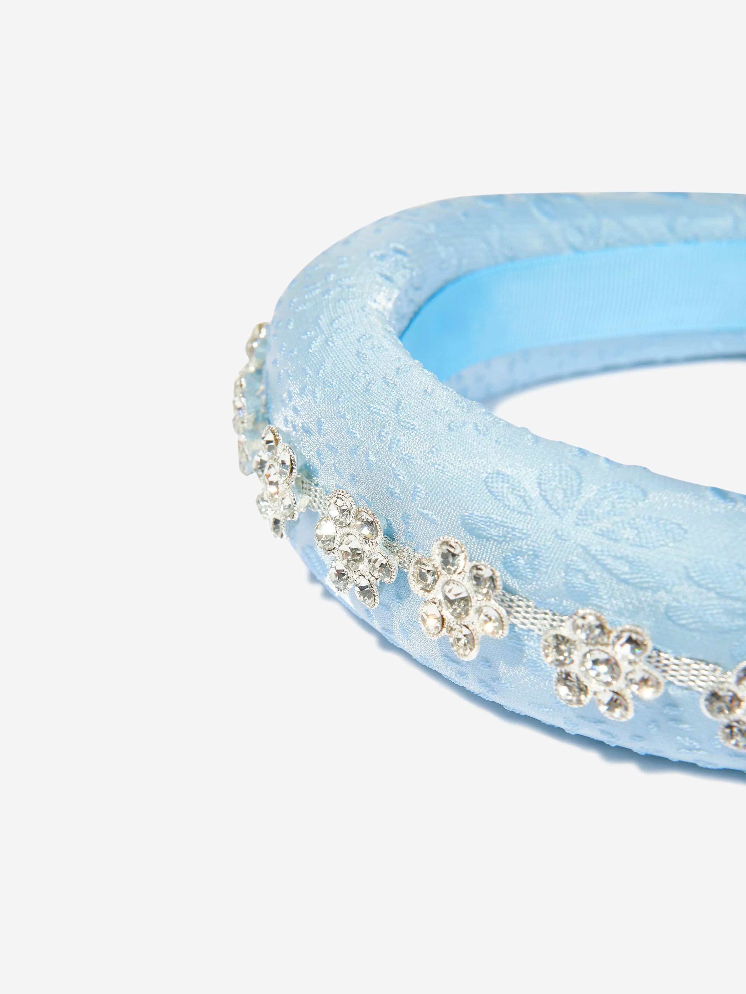 Self Portrait Girls Cotton Diamante Headband in Blue