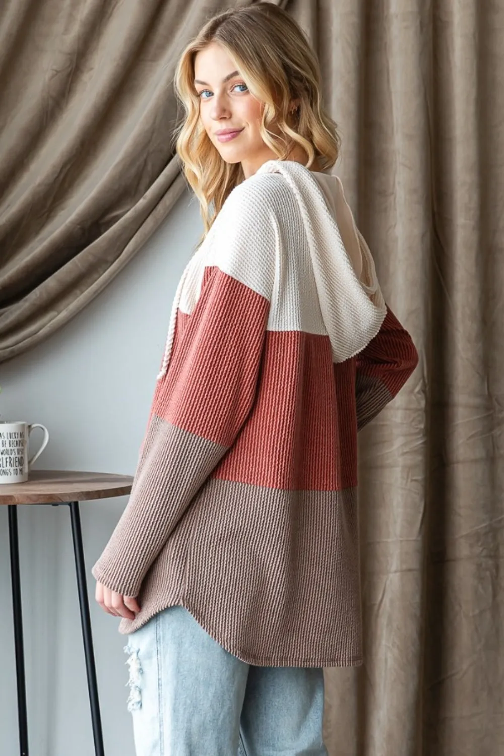 Selin  Color Block Heimish Long Sleeve Hoodie