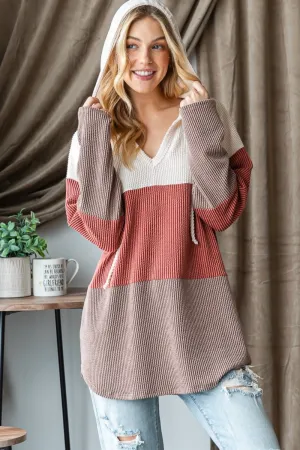 Selin  Color Block Heimish Long Sleeve Hoodie