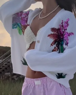 Sequin PALM TREE Cardigan
