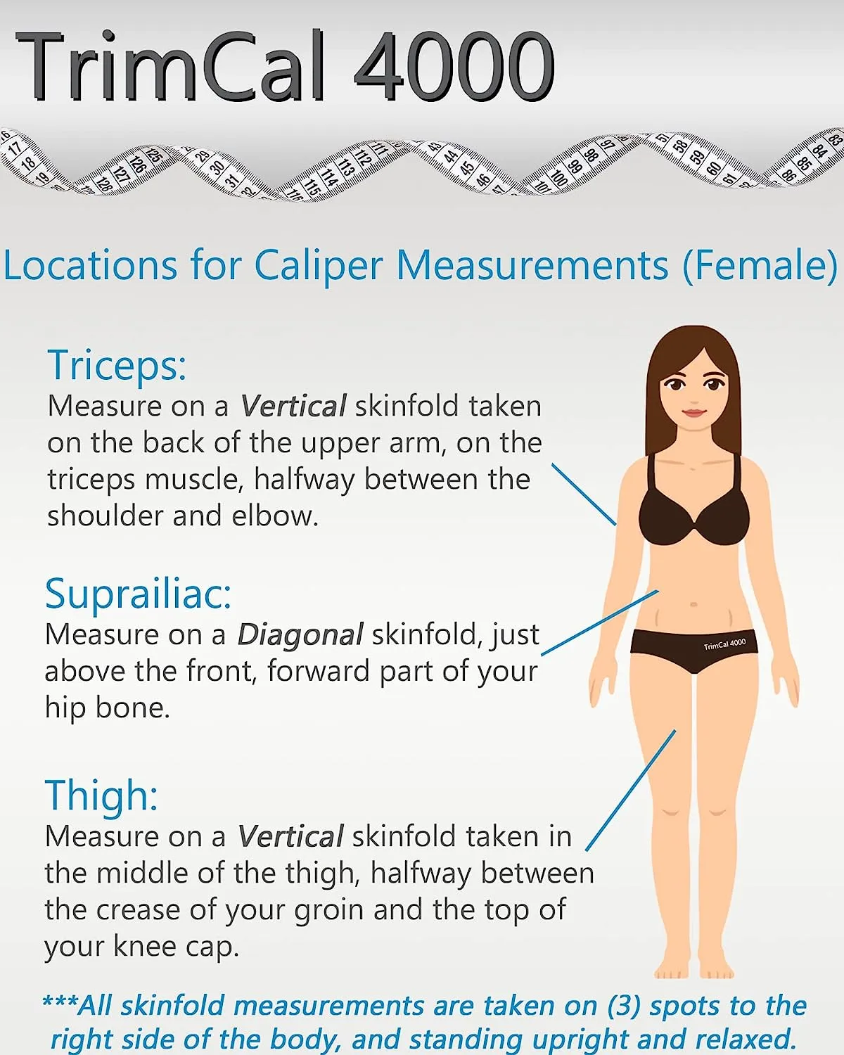 Sequoia Fitness Trimcal 4000 Fat Caliper & Body Tape Bundle