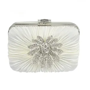 SERENA BRIDAL CRYSTAL WHITE CLUTCH PURSE WITH DIAMANTE