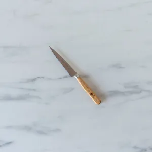 Serrated Utility Knife with Oak Handle