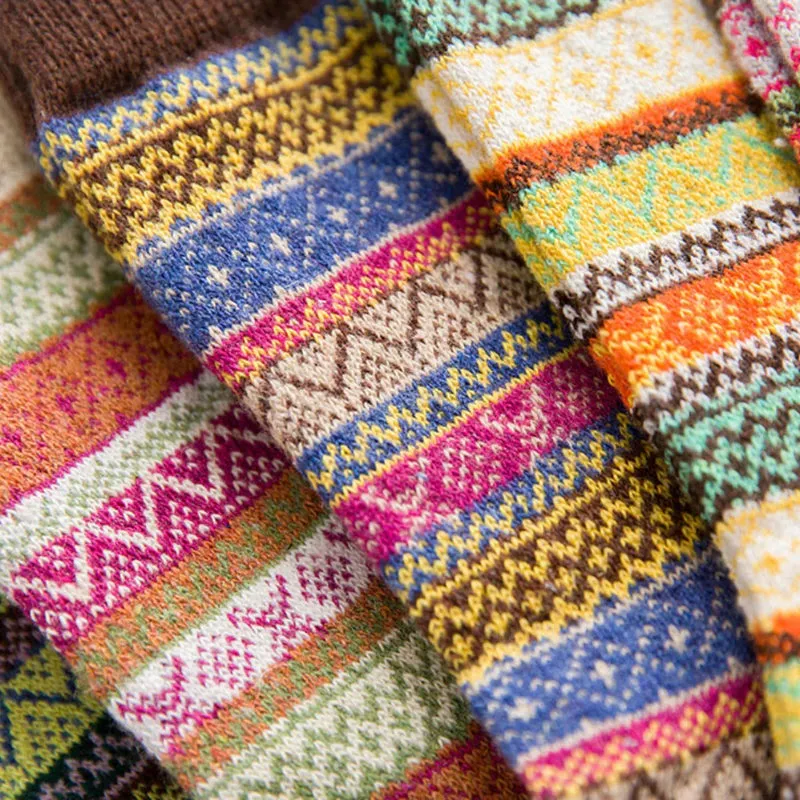 Set of 5 - Jolly and Bright Colorful Winter Socks