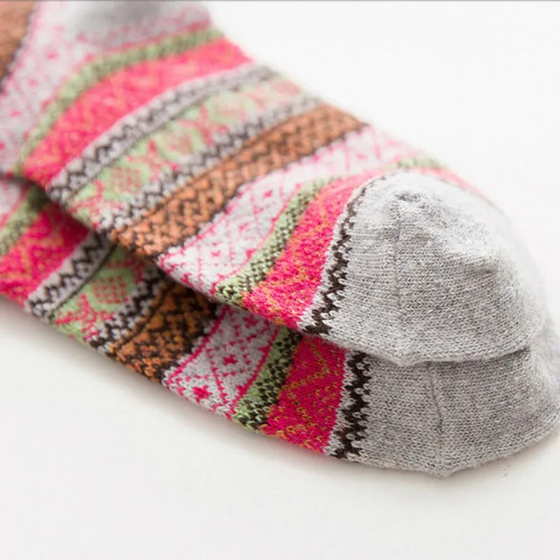 Set of 5 - Jolly and Bright Colorful Winter Socks