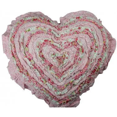 Shabby Chic Millie Frill Heart Cushion