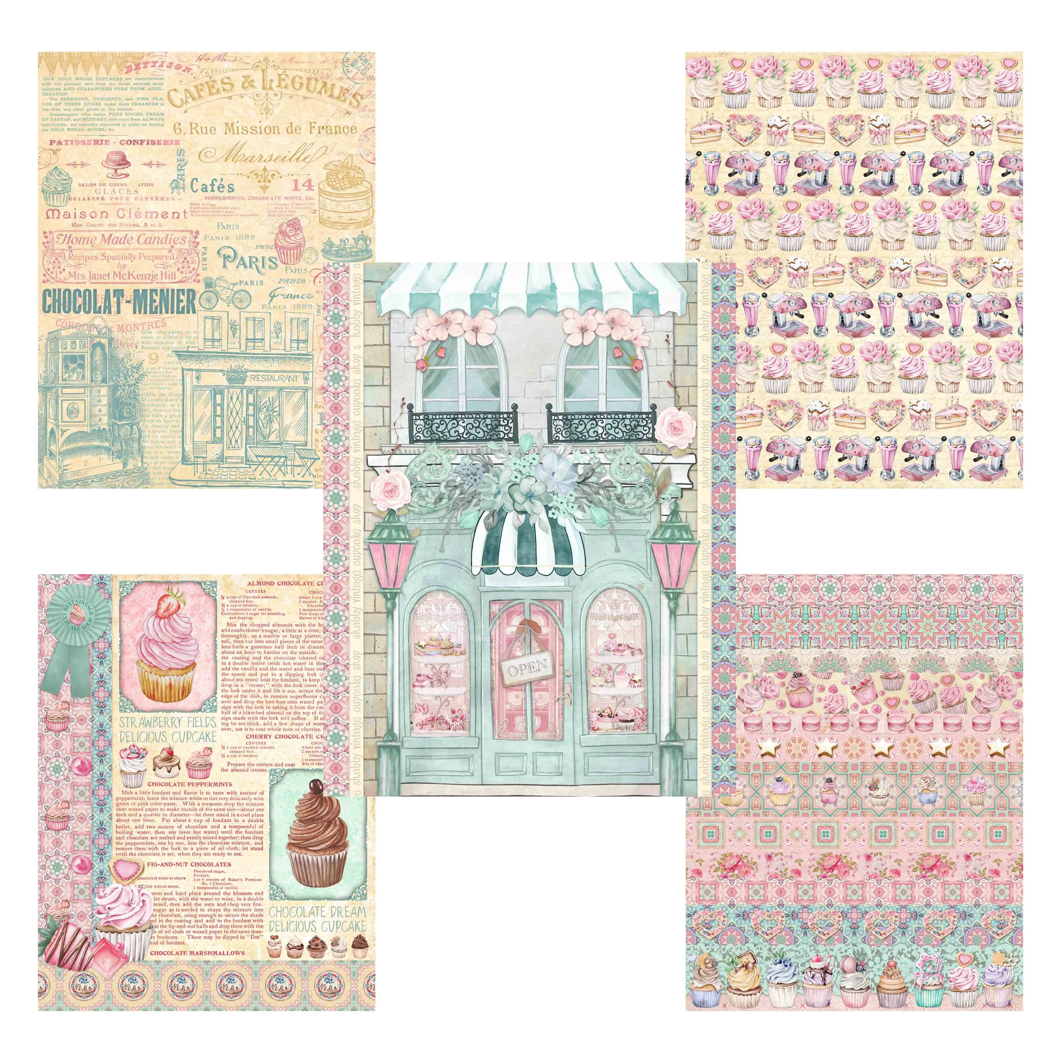 Shabby Vintage Cupcake Shop Paper Pack - 7661