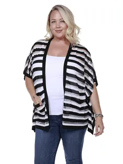 Sheer Striped Cardigan | BLACK/WHITE