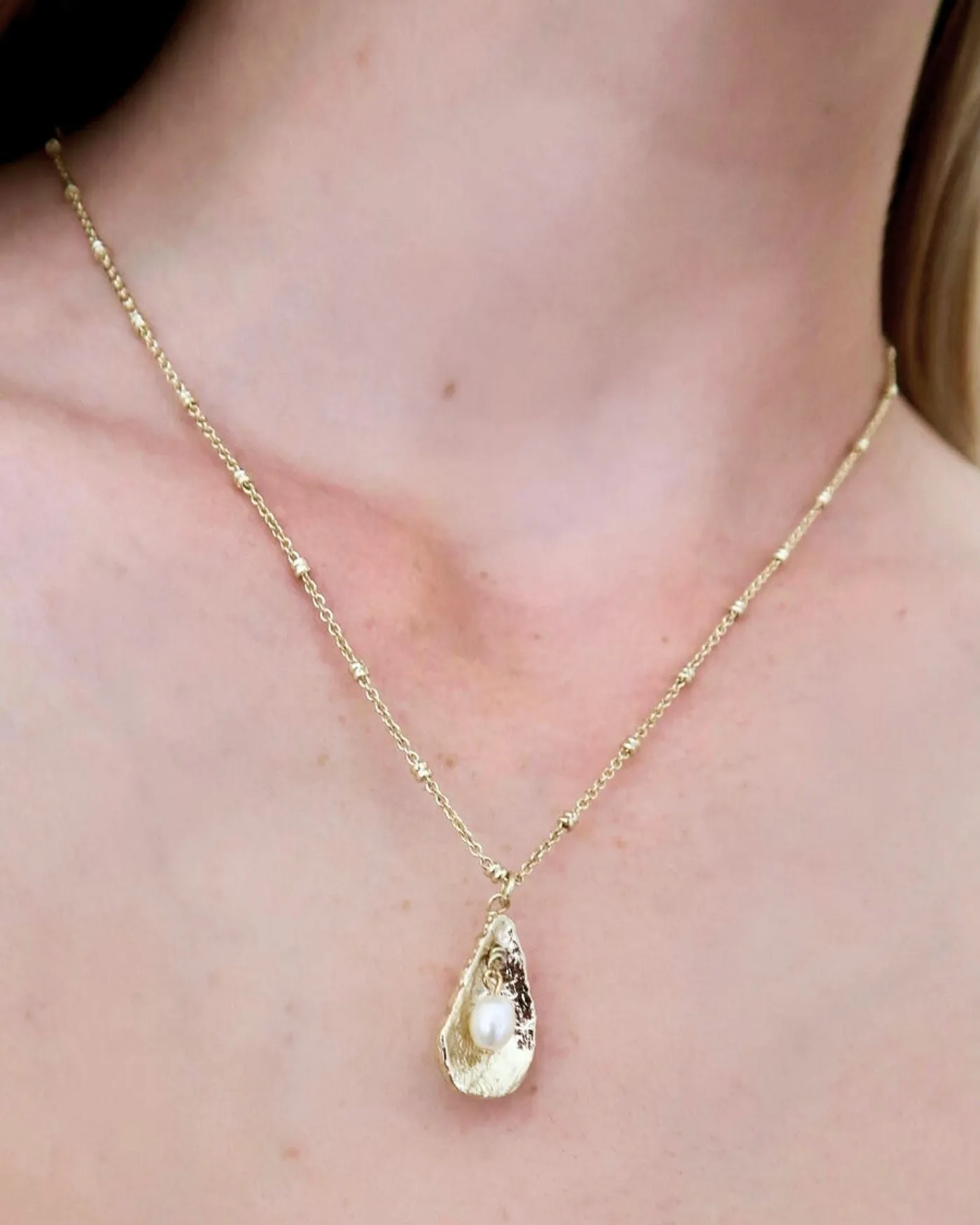 Shell and Pearl Charm Necklace