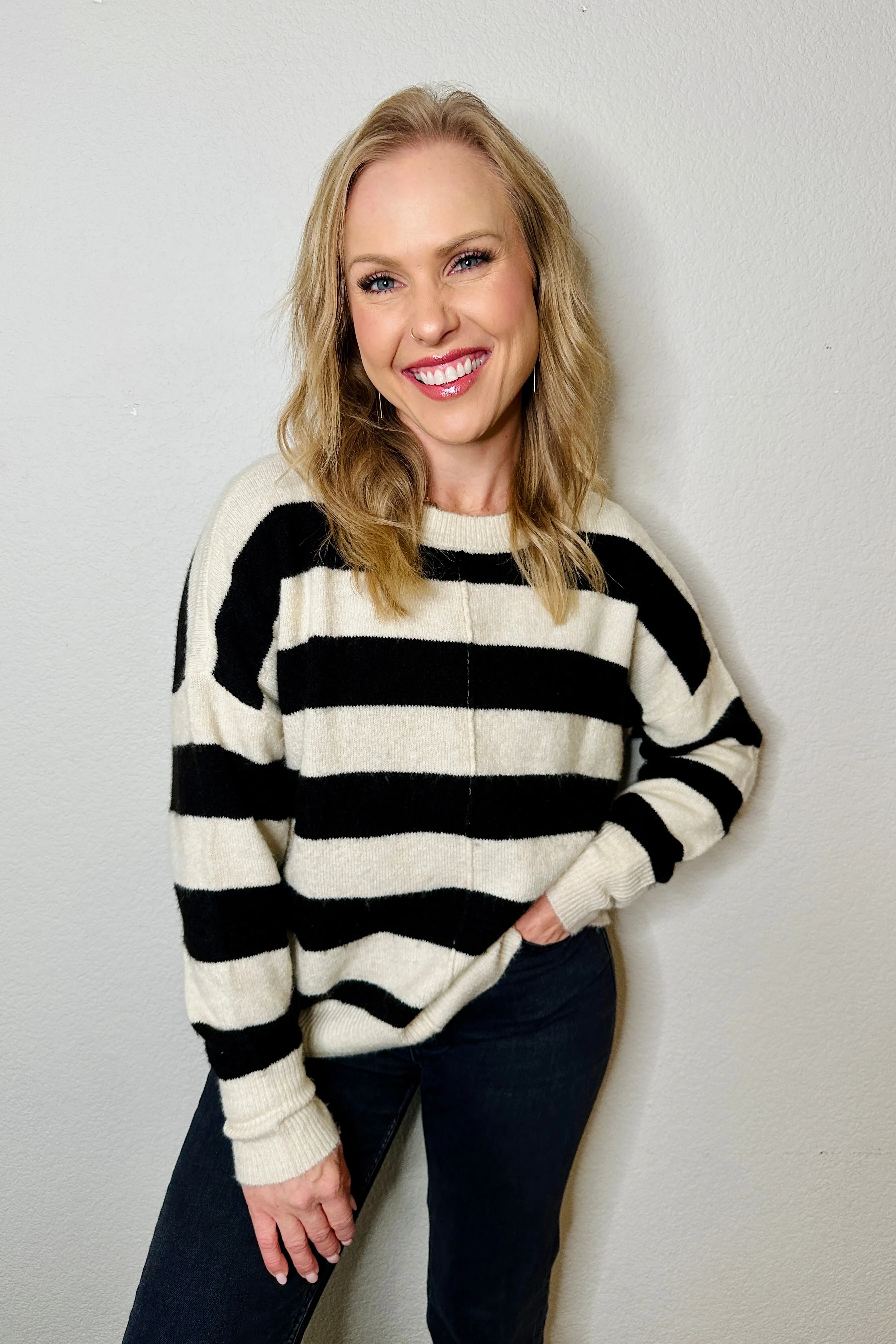 Shellie Striped Knitted Crew