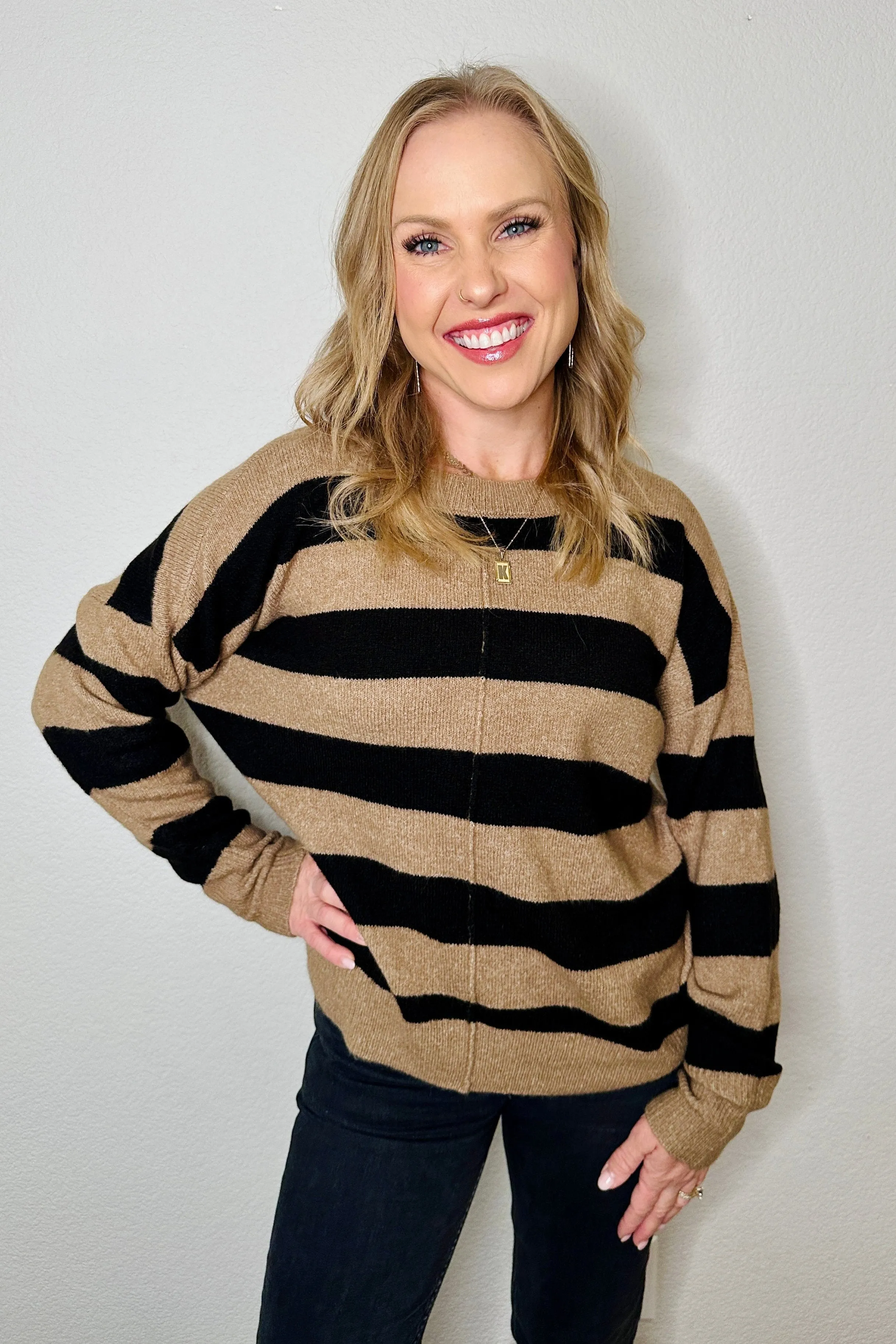 Shellie Striped Knitted Crew