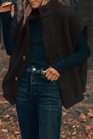 Sherpa Stand Collar Jacket Vest