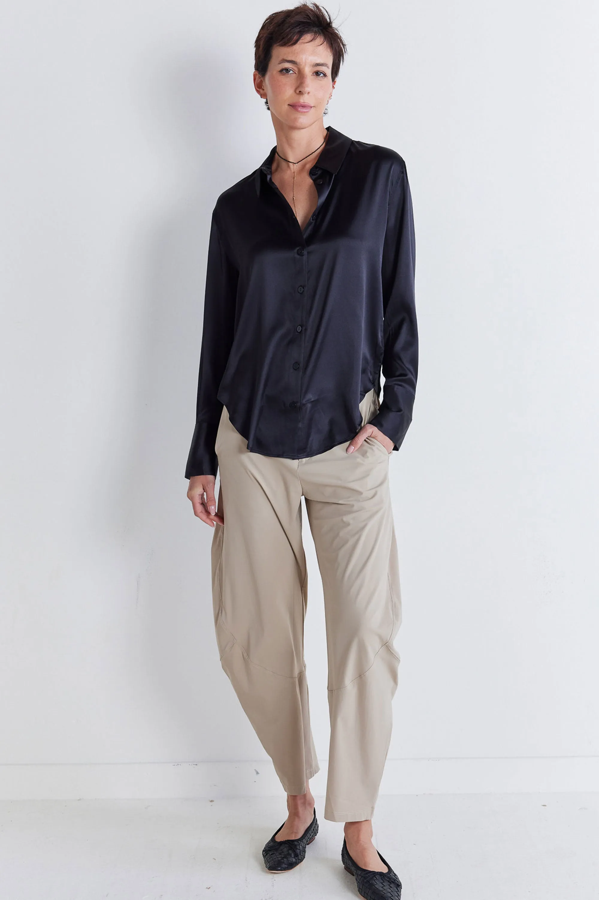 Shift Your Gaze Silk Button Down Blouse