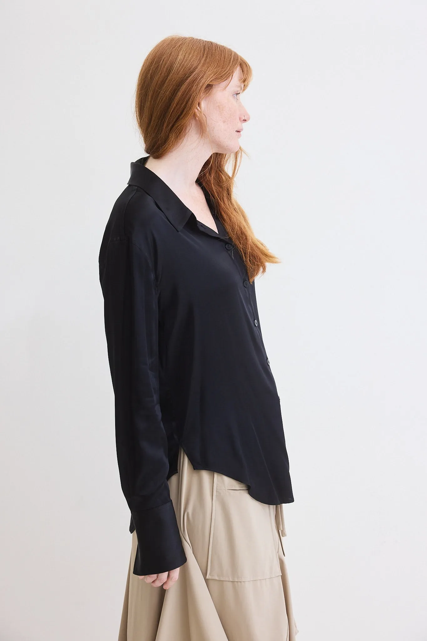Shift Your Gaze Silk Button Down Blouse