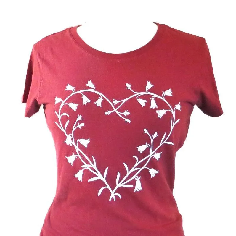 Short Sleeve - Red Heart Bluebells by Uzura