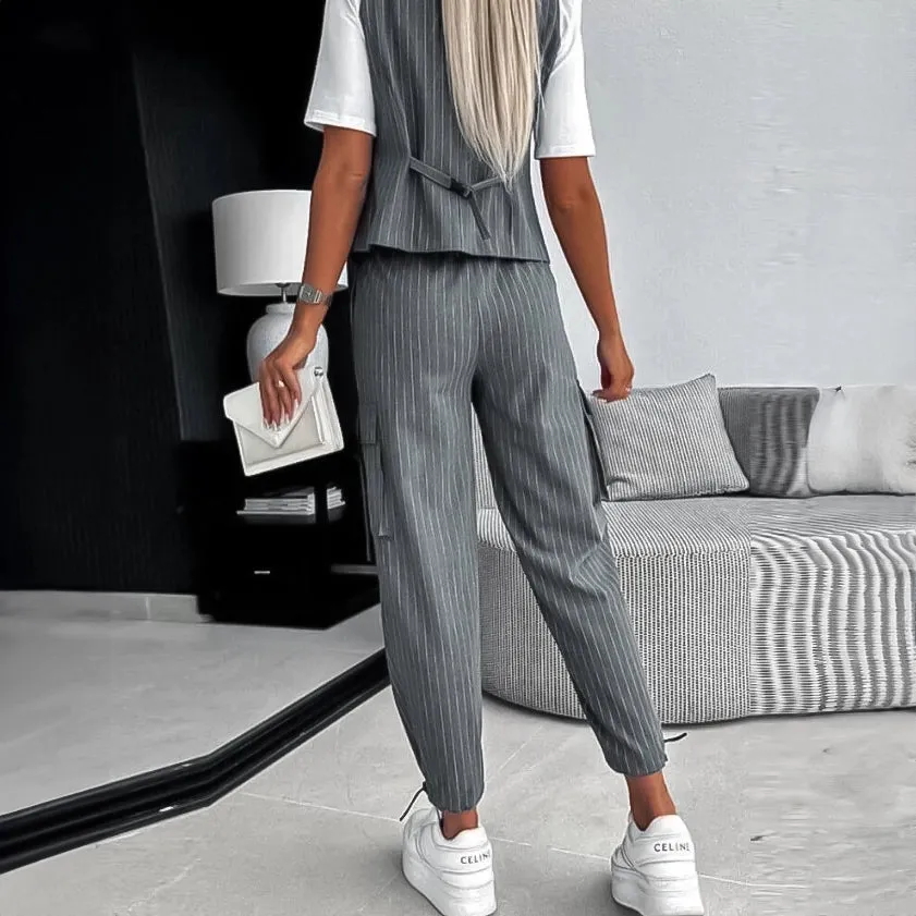 SHP White Vest&Pants Casual Outfit - 2 piece set