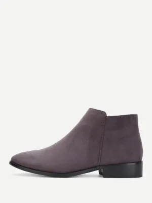 Side Zipper Suede Flat Boots