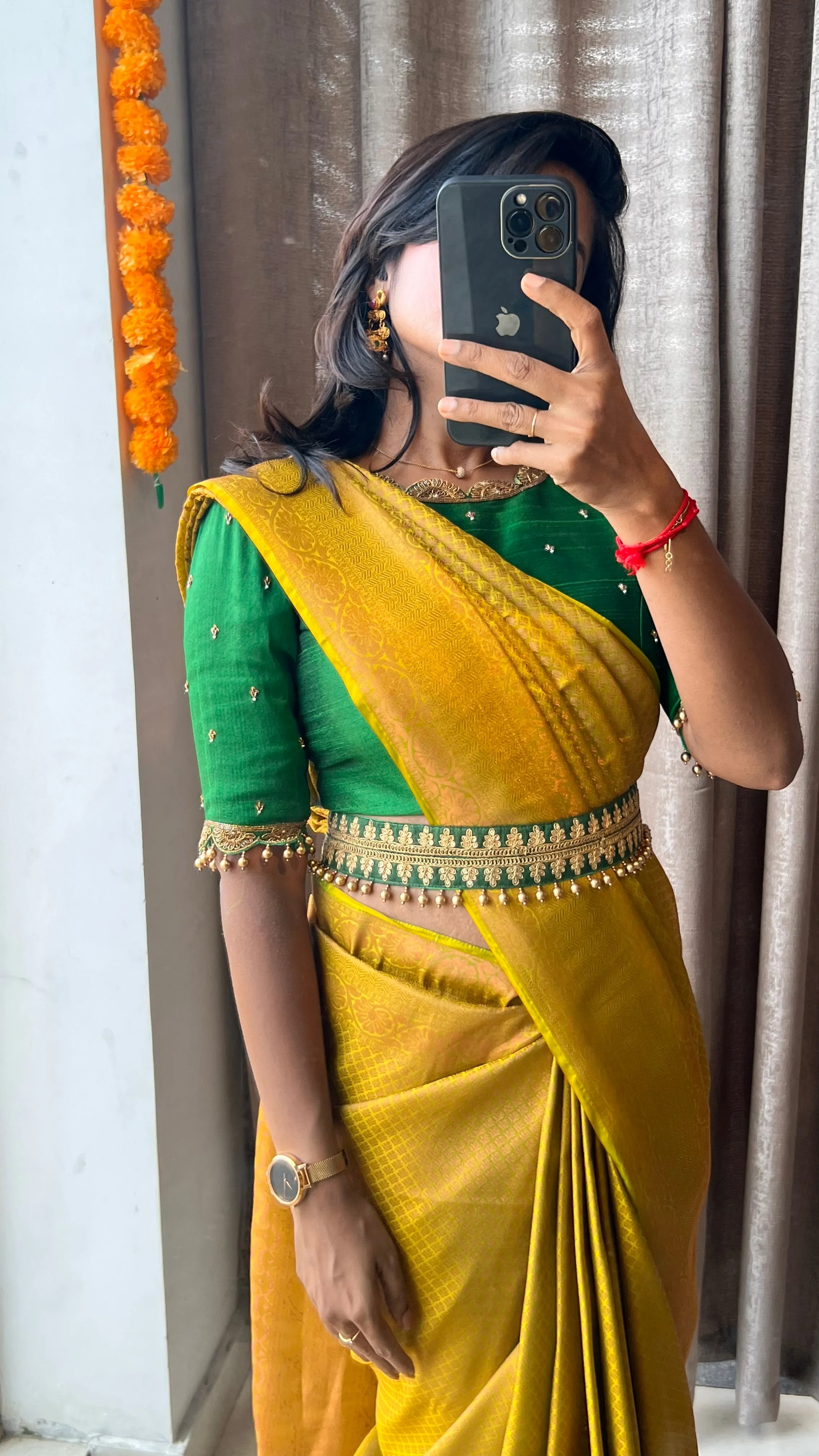 Silk blouse hand work design 1009