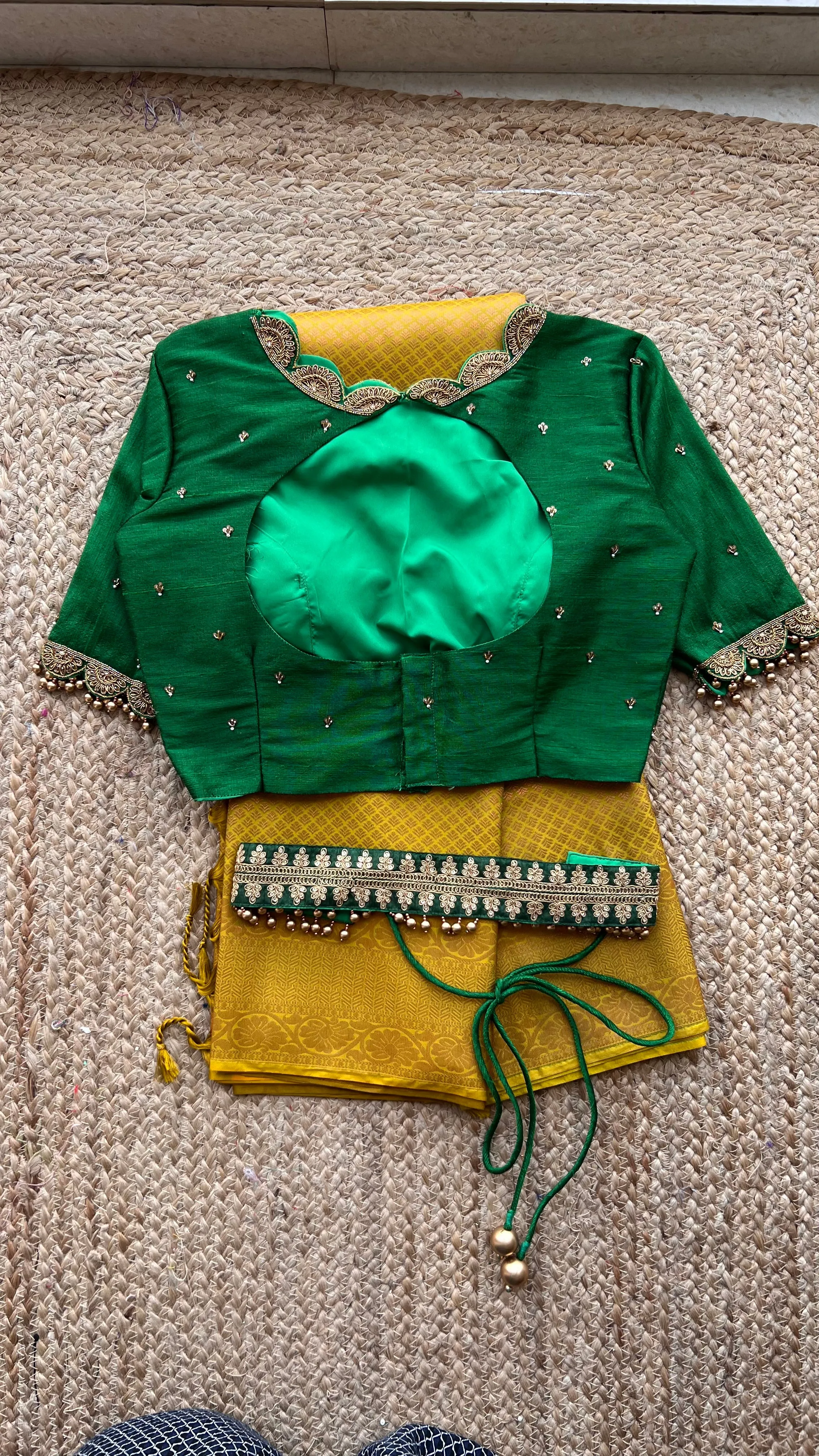 Silk blouse hand work design 1009