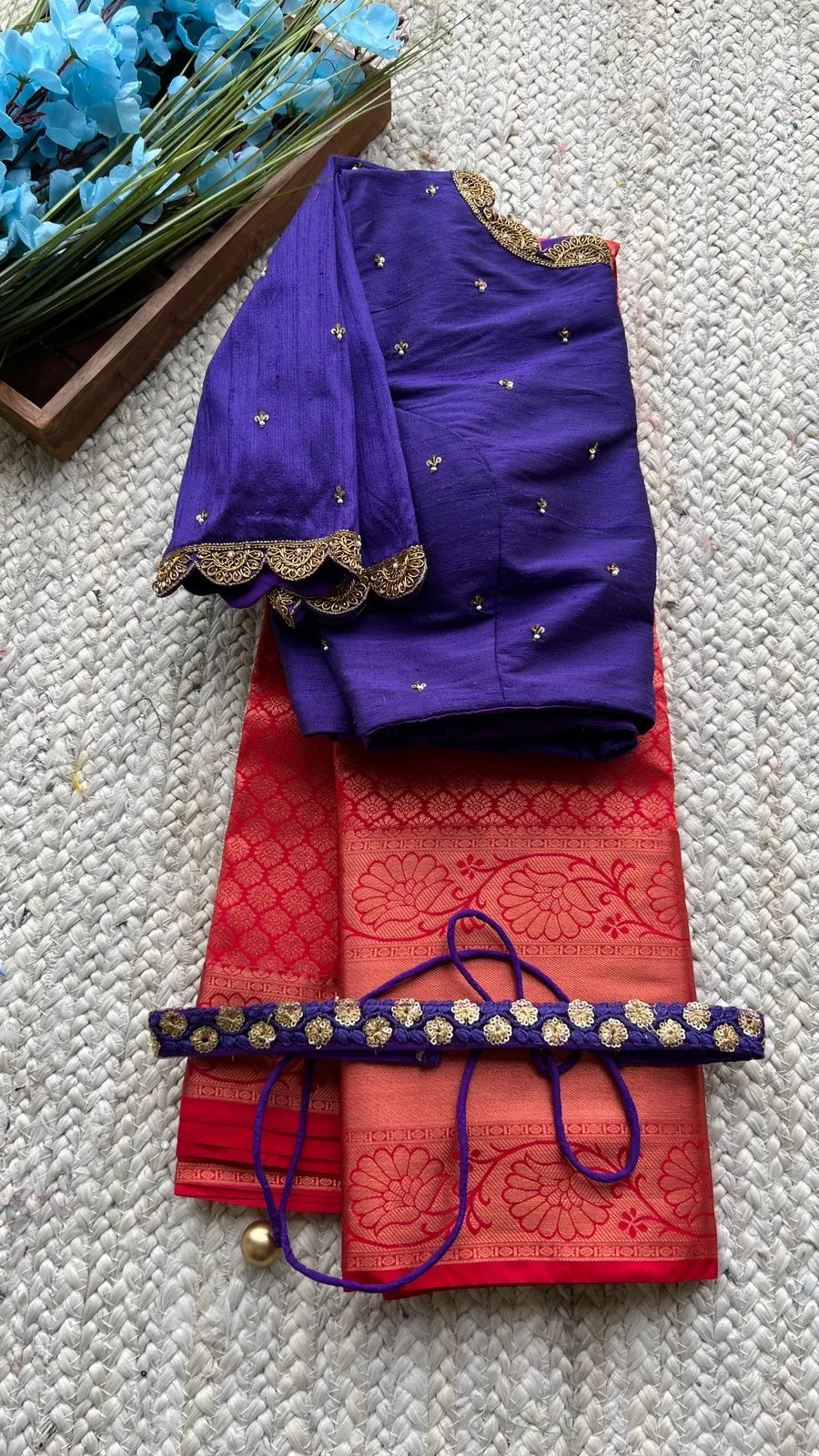 Silk blouse hand work design 1009