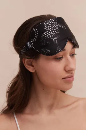 Silk Eye Mask Jag Print Navy