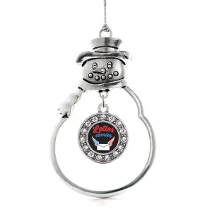 Silver Letter Carrier Circle Charm Snowman Ornament