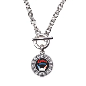 Silver Letter Carrier Circle Charm Toggle Necklace