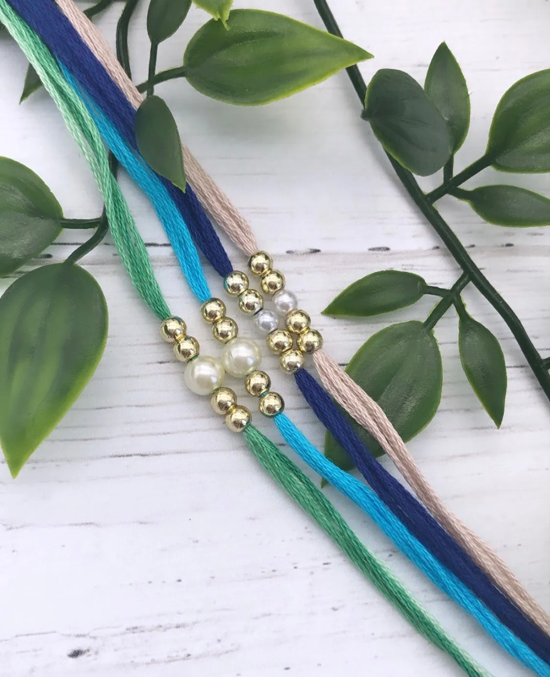 Simple Pearl Rakhi / Rakhri