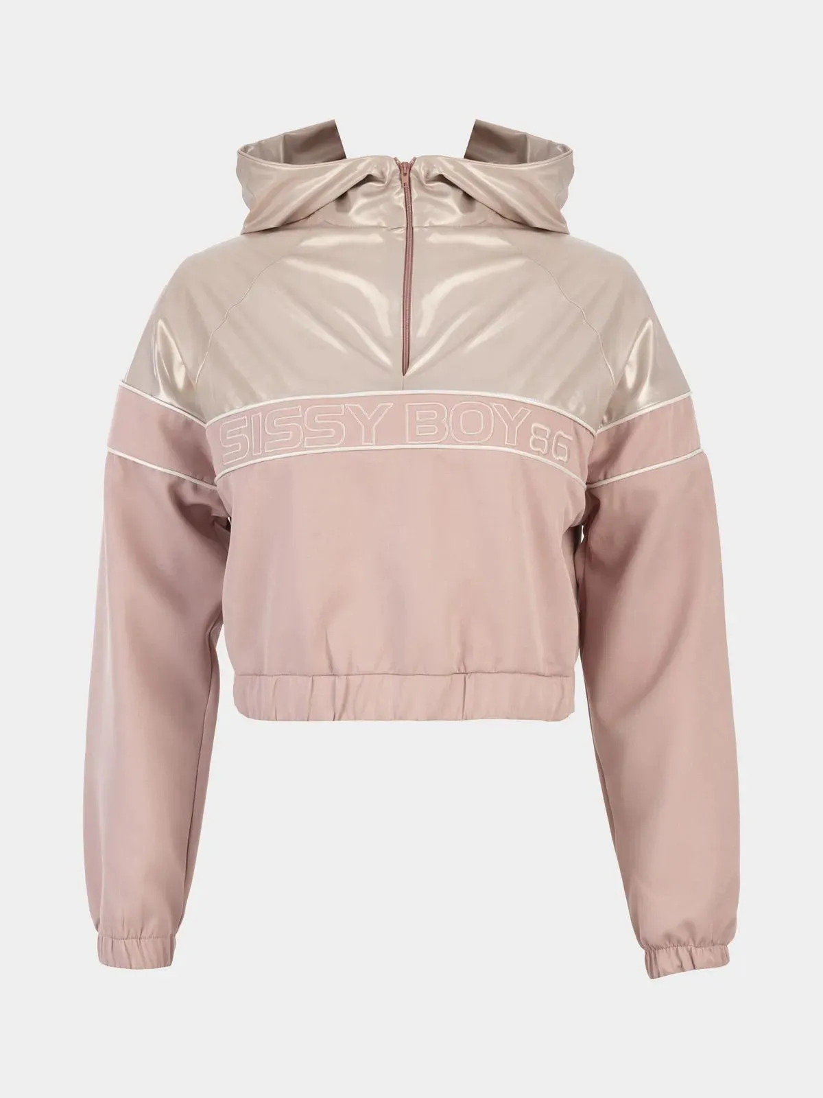 Sissy Boy Women's Pink Cropped Quaterzip Tracksuit Top