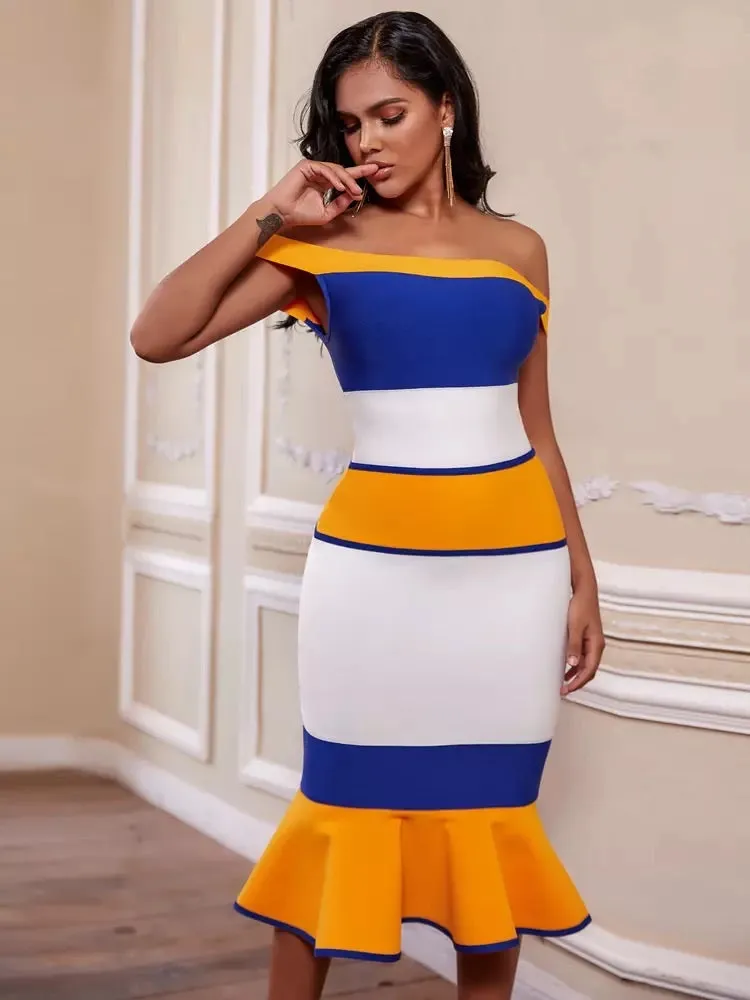 Slash Off Shoulder Bandage Dress