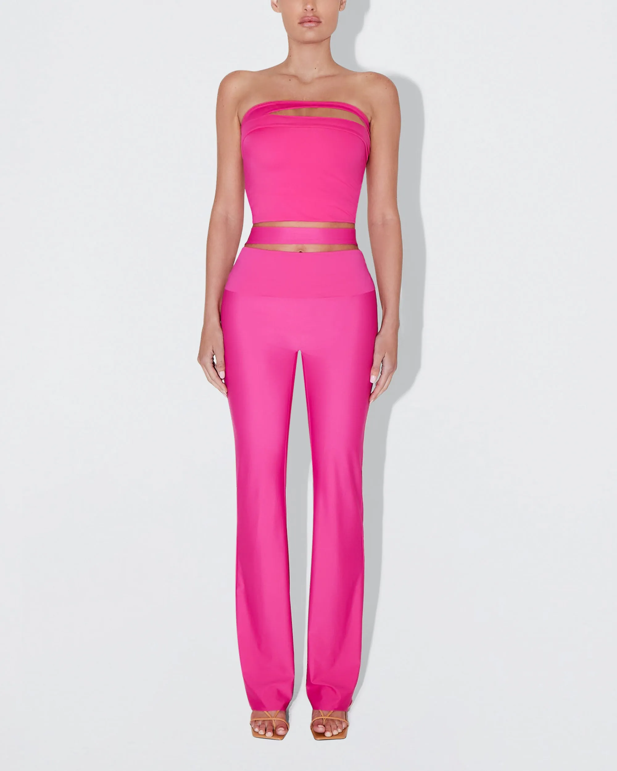 Sleek Stretch Cutout Foldover Pant | Fuchsia