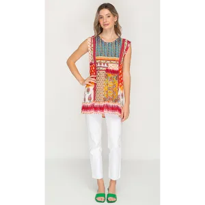 Sleeve Less Colorful Print Short Top Dress For Women