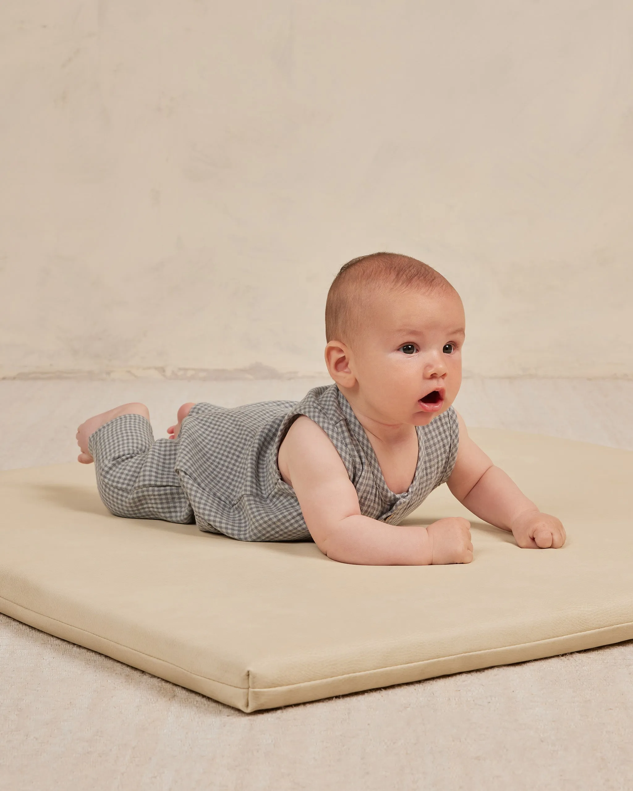 Sleeveless Pocketed Jumpsuit | Blue Gingham