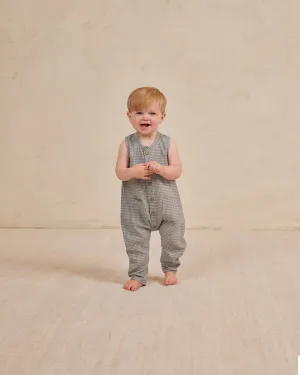 Sleeveless Pocketed Jumpsuit | Blue Gingham