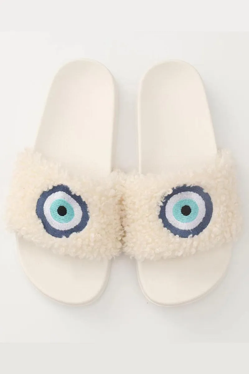 Slides - Evil Eye Novelty Sherpa Slides